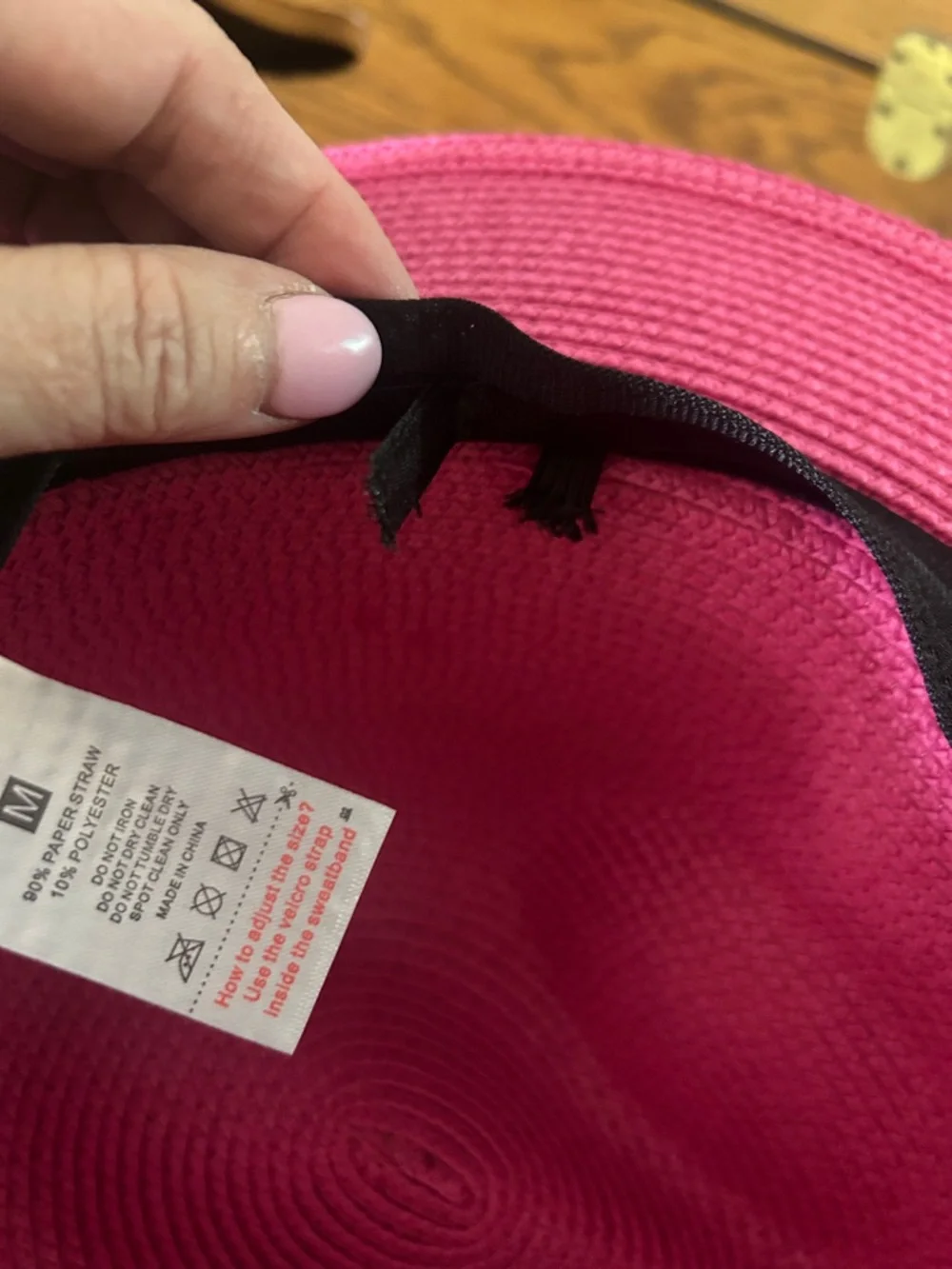 Vintage Hot Pink Wide Brim Straw Fedora with Black Band - Picture 3 of 7